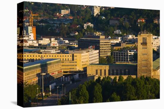 High Angle View of a Train Station Tower, Stuttgart Central Station, Stuttgart-null-Stretched Canvas