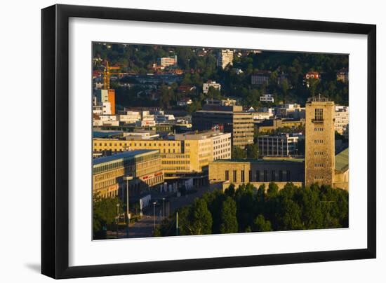 High Angle View of a Train Station Tower, Stuttgart Central Station, Stuttgart-null-Framed Premium Photographic Print