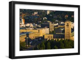 High Angle View of a Train Station Tower, Stuttgart Central Station, Stuttgart-null-Framed Premium Photographic Print