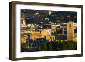 High Angle View of a Train Station Tower, Stuttgart Central Station, Stuttgart-null-Framed Photographic Print