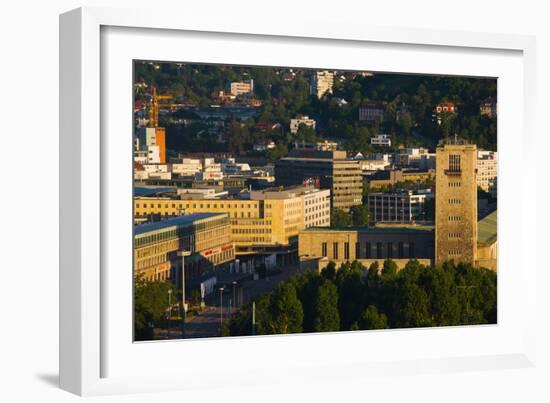 High Angle View of a Train Station Tower, Stuttgart Central Station, Stuttgart-null-Framed Photographic Print