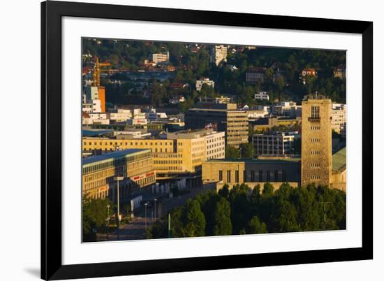 High Angle View of a Train Station Tower, Stuttgart Central Station, Stuttgart-null-Framed Photographic Print