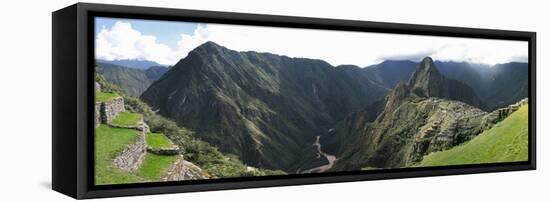 High Angle View of a Valley, Machu Picchu, Cusco Region, Peru-null-Framed Stretched Canvas