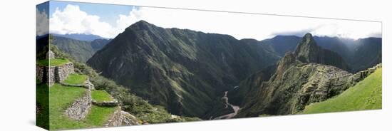 High Angle View of a Valley, Machu Picchu, Cusco Region, Peru-null-Stretched Canvas