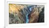 High angle view of a waterfall, Lower Yellowstone Falls, Grand Canyon, Yellowstone National Park...-null-Framed Photographic Print