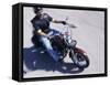 High Angle View of a Young Man Riding a Motorcycle-null-Framed Stretched Canvas