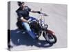 High Angle View of a Young Man Riding a Motorcycle-null-Stretched Canvas