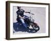 High Angle View of a Young Man Riding a Motorcycle-null-Framed Photographic Print