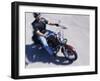 High Angle View of a Young Man Riding a Motorcycle-null-Framed Photographic Print