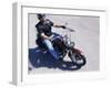 High Angle View of a Young Man Riding a Motorcycle-null-Framed Photographic Print