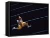 High Angle View of a Young Man Running on a Running Track-null-Framed Stretched Canvas