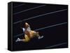 High Angle View of a Young Man Running on a Running Track-null-Framed Stretched Canvas