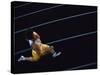 High Angle View of a Young Man Running on a Running Track-null-Stretched Canvas