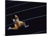 High Angle View of a Young Man Running on a Running Track-null-Stretched Canvas