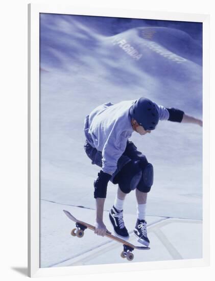 High Angle View of a Young Man Skateboarding-null-Framed Photographic Print