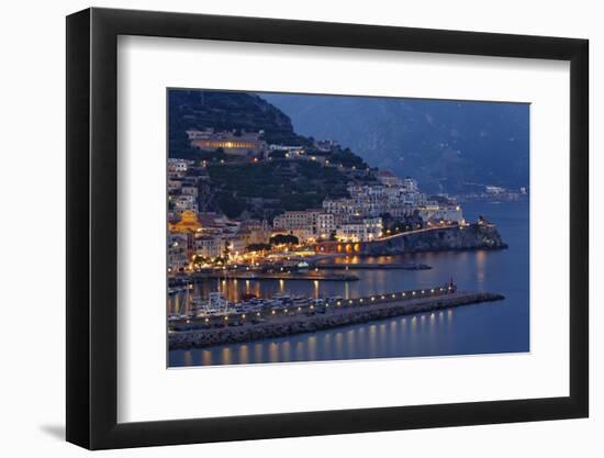 High Angle View of Amalfi at Night, Campania, Italy-George Oze-Framed Photographic Print