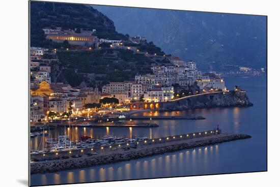 High Angle View of Amalfi at Night, Campania, Italy-George Oze-Mounted Photographic Print