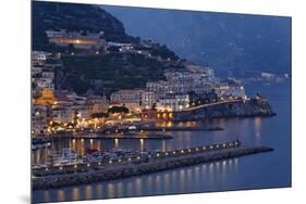 High Angle View of Amalfi at Night, Campania, Italy-George Oze-Mounted Photographic Print