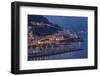 High Angle View of Amalfi at Night, Campania, Italy-George Oze-Framed Premium Photographic Print