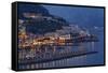 High Angle View of Amalfi at Night, Campania, Italy-George Oze-Framed Stretched Canvas