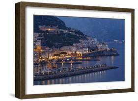 High Angle View of Amalfi at Night, Campania, Italy-George Oze-Framed Photographic Print