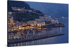 High Angle View of Amalfi at Night, Campania, Italy-George Oze-Stretched Canvas