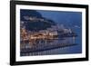 High Angle View of Amalfi at Night, Campania, Italy-George Oze-Framed Photographic Print