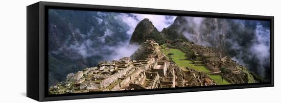 High Angle View of an Archaeological Site, Inca Ruins, Machu Picchu, Cusco Region, Peru-null-Framed Stretched Canvas