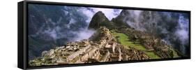 High Angle View of an Archaeological Site, Inca Ruins, Machu Picchu, Cusco Region, Peru-null-Framed Stretched Canvas