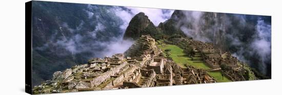 High Angle View of an Archaeological Site, Inca Ruins, Machu Picchu, Cusco Region, Peru-null-Stretched Canvas