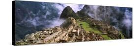 High Angle View of an Archaeological Site, Inca Ruins, Machu Picchu, Cusco Region, Peru-null-Stretched Canvas