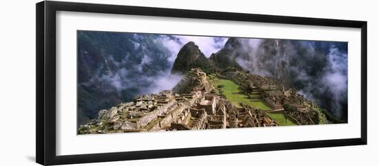 High Angle View of an Archaeological Site, Inca Ruins, Machu Picchu, Cusco Region, Peru-null-Framed Photographic Print