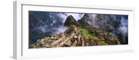 High Angle View of an Archaeological Site, Inca Ruins, Machu Picchu, Cusco Region, Peru-null-Framed Photographic Print