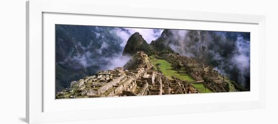 High Angle View of an Archaeological Site, Inca Ruins, Machu Picchu, Cusco Region, Peru-null-Framed Photographic Print