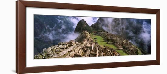 High Angle View of an Archaeological Site, Inca Ruins, Machu Picchu, Cusco Region, Peru-null-Framed Photographic Print