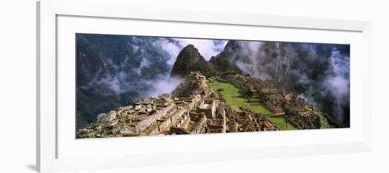 High Angle View of an Archaeological Site, Inca Ruins, Machu Picchu, Cusco Region, Peru-null-Framed Photographic Print