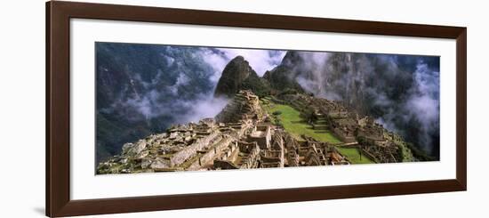 High Angle View of an Archaeological Site, Inca Ruins, Machu Picchu, Cusco Region, Peru-null-Framed Photographic Print