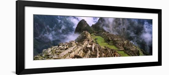 High Angle View of an Archaeological Site, Inca Ruins, Machu Picchu, Cusco Region, Peru-null-Framed Photographic Print