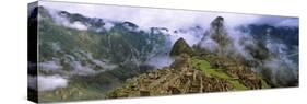 High Angle View of an Archaeological Site, Inca Ruins, Machu Picchu, Cusco Region, Peru-null-Stretched Canvas