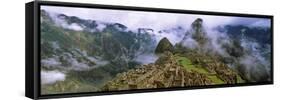 High Angle View of an Archaeological Site, Inca Ruins, Machu Picchu, Cusco Region, Peru-null-Framed Stretched Canvas