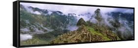 High Angle View of an Archaeological Site, Inca Ruins, Machu Picchu, Cusco Region, Peru-null-Framed Stretched Canvas