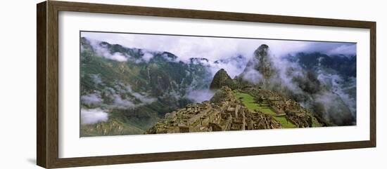 High Angle View of an Archaeological Site, Inca Ruins, Machu Picchu, Cusco Region, Peru-null-Framed Photographic Print