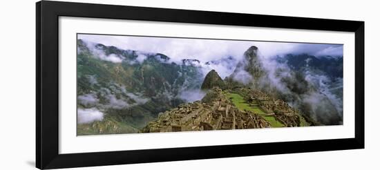 High Angle View of an Archaeological Site, Inca Ruins, Machu Picchu, Cusco Region, Peru-null-Framed Photographic Print