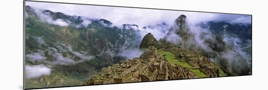 High Angle View of an Archaeological Site, Inca Ruins, Machu Picchu, Cusco Region, Peru-null-Mounted Photographic Print