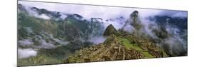 High Angle View of an Archaeological Site, Inca Ruins, Machu Picchu, Cusco Region, Peru-null-Mounted Photographic Print