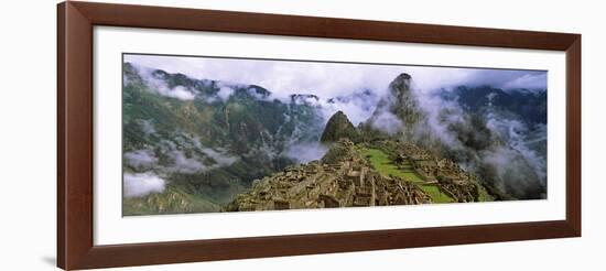 High Angle View of an Archaeological Site, Inca Ruins, Machu Picchu, Cusco Region, Peru-null-Framed Photographic Print