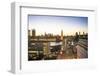 High angle view of Big Ben, the Palace of Westminster and Westminster Bridge at dusk, London, Engla-Fraser Hall-Framed Photographic Print