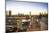 High angle view of Big Ben, the Palace of Westminster and Westminster Bridge at dusk, London, Engla-Fraser Hall-Mounted Photographic Print