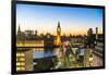 High angle view of Big Ben, the Palace of Westminster and Westminster Bridge at dusk, London, Engla-Fraser Hall-Framed Premium Photographic Print