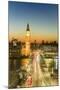 High angle view of Big Ben, the Palace of Westminster and Westminster Bridge at dusk, London, Engla-Fraser Hall-Mounted Photographic Print